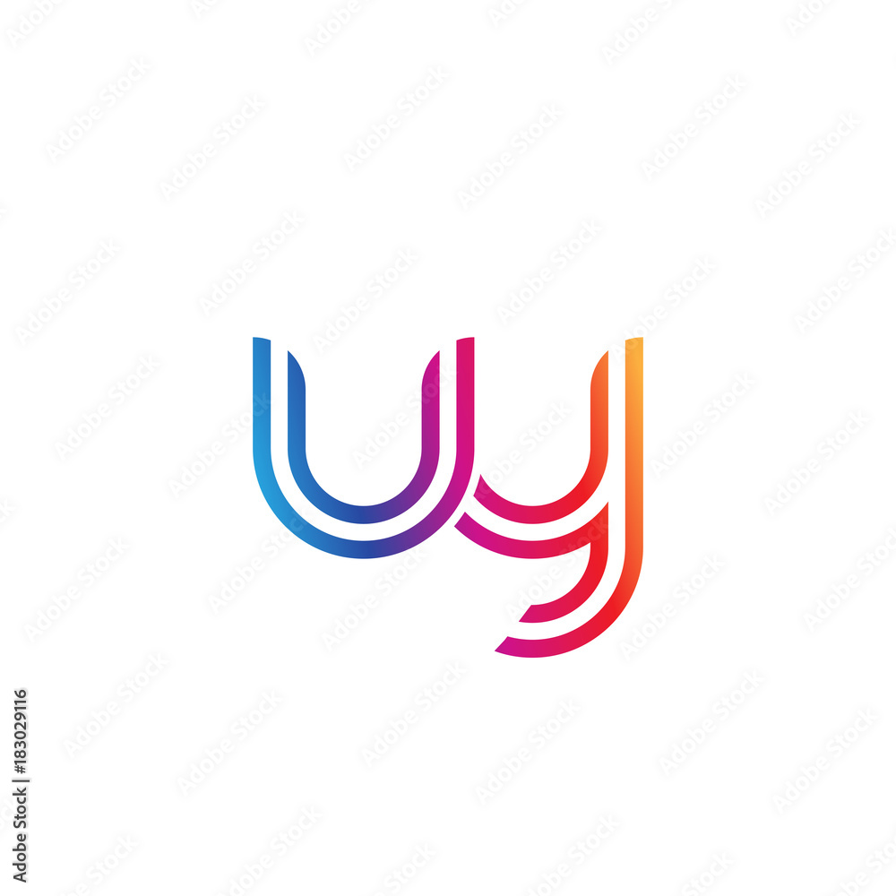 Initial lowercase letter uy, linked outline rounded logo, colorful vibrant gradient color Initial lowercase letter uy, linked outline rounded logo, colorful vibrant gradient color
