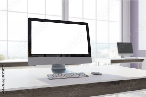 White office, computer screen