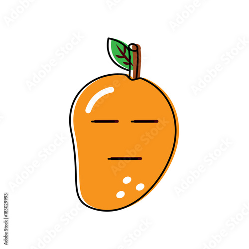 mango serious fruit kawaii icon image vector illustration design 