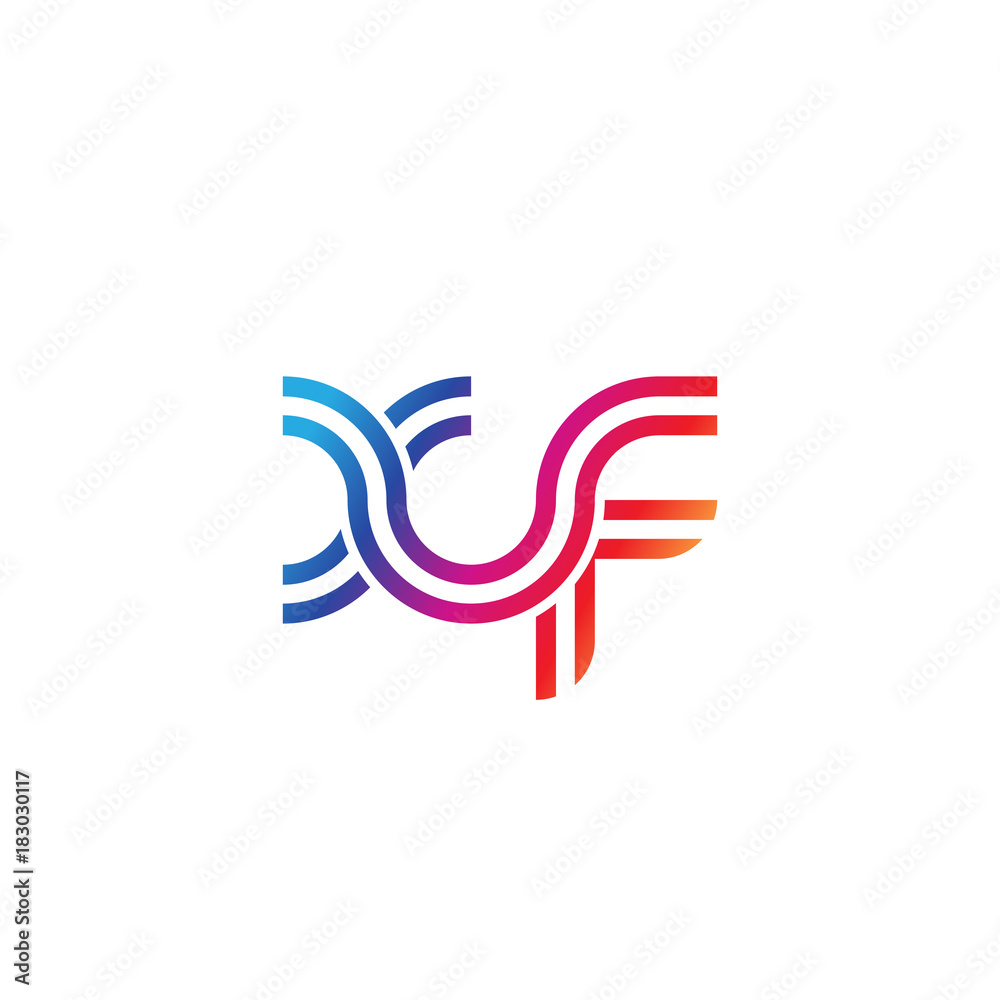 Fototapeta premium Initial lowercase letter xf, linked outline rounded logo, colorful vibrant gradient color