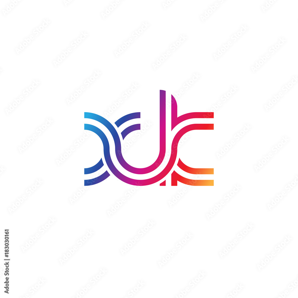 Fototapeta premium Initial lowercase letter xk, linked outline rounded logo, colorful vibrant gradient color