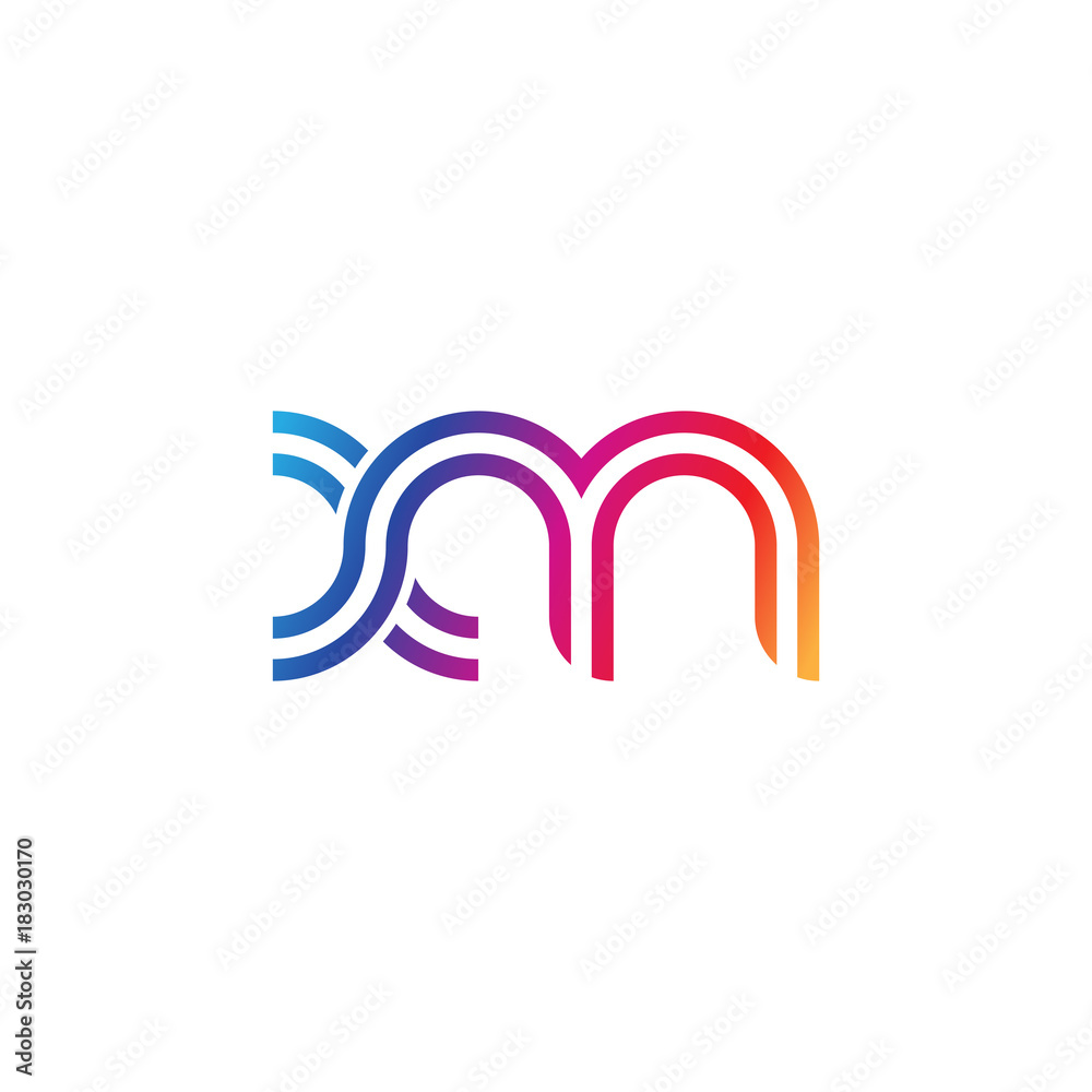 Initial lowercase letter xm, linked outline rounded logo, colorful vibrant gradient color Initial lowercase letter xm, linked outline rounded logo, colorful vibrant gradient color
