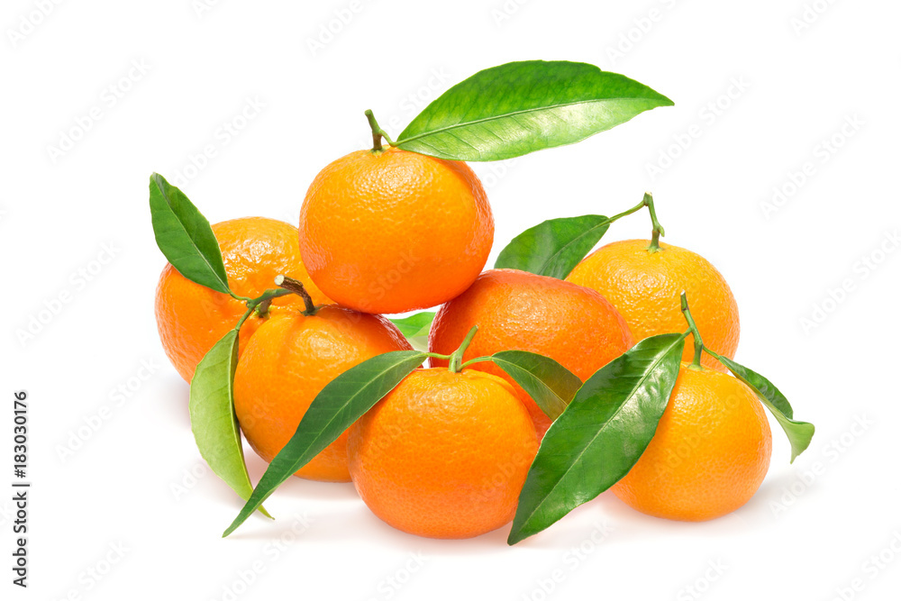 Mandarin orange fruit isolated on white background