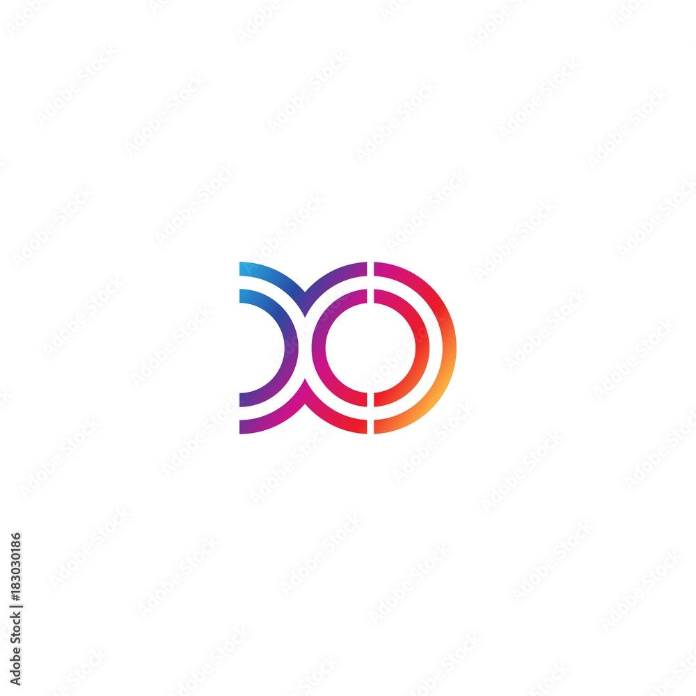 Initial lowercase letter xo, linked outline rounded logo, colorful vibrant gradient color Initial lowercase letter xo, linked outline rounded logo, colorful vibrant gradient color