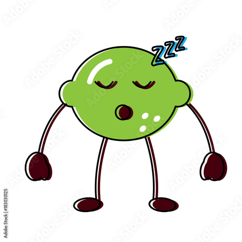 lime or lemon sleeping fruit kawaii icon image vector illustration design 