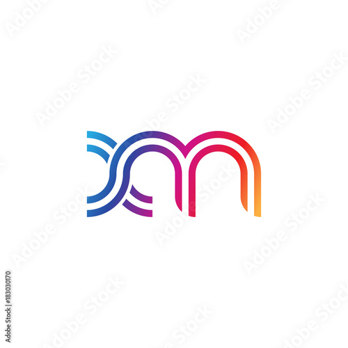 Initial lowercase letter xm, linked outline rounded logo, colorful vibrant gradient color