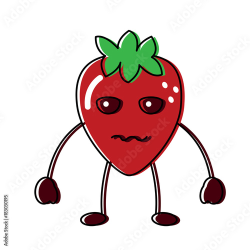 strawberry serious fruit kawaii icon image vector illustration design 