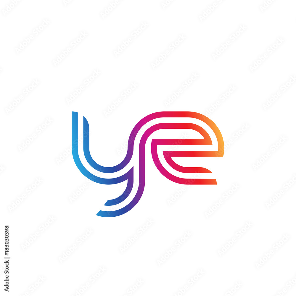 Fototapeta premium Initial lowercase letter yz, linked outline rounded logo, colorful vibrant gradient color