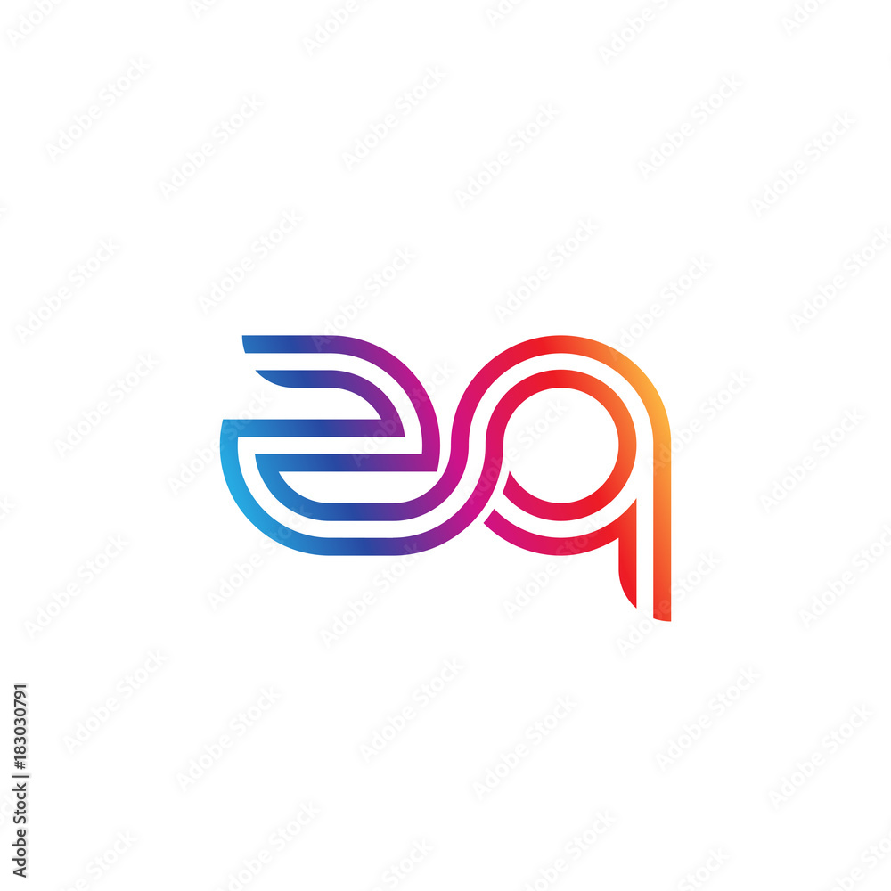 Initial lowercase letter zq, linked outline rounded logo, colorful vibrant gradient color Initial lowercase letter zq, linked outline rounded logo, colorful vibrant gradient color