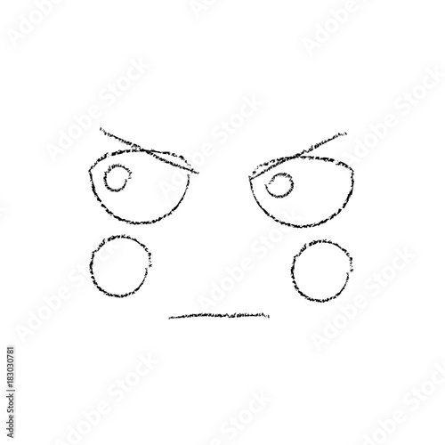 angry face emoji icon image vector illustration design sketch line