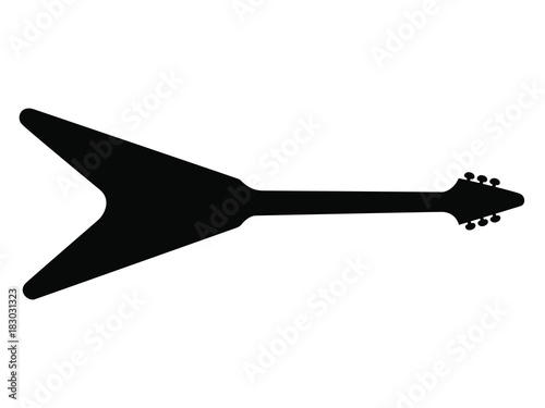 High Quality Hand Drawn Black Silhouette of and Heavy Metal Guitar
