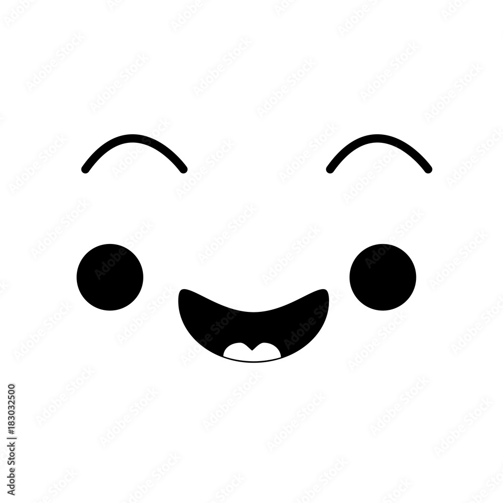kawaii face expression facial gesture cartoon vector illustration