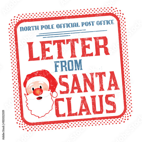 Letters from Santa grunge rubber stamp