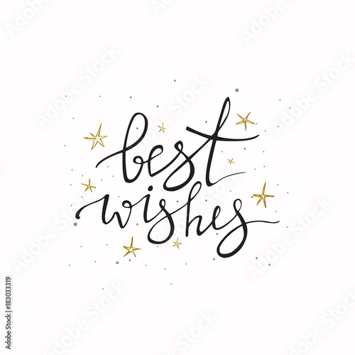 Best wishes Christmas and New Year brush calligraphy isolated on white background. New Year card decoration. Quote isolated on background.