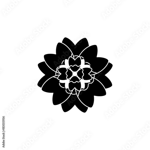 single flower topview con image vector illustration design  black and