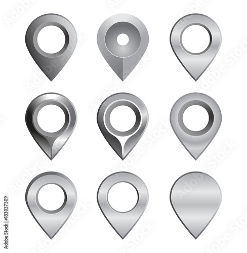 Metal Location Pins In Different Shapes. Vector Illustration Of A Set Of Straight Location Pins Free Download Metal Location Pins In Different Shapes. Vector Illustration Of A Set Of Straight Location Pins - GFXLoad