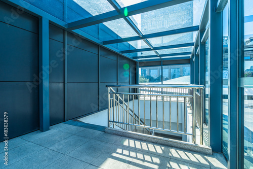 the Stairs with modern buildings in the cityscape.