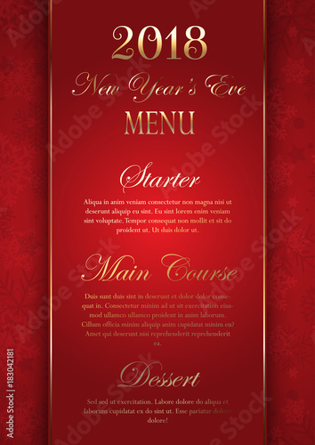 Canvas Print Luxurious elegant New Year's Eve menu design