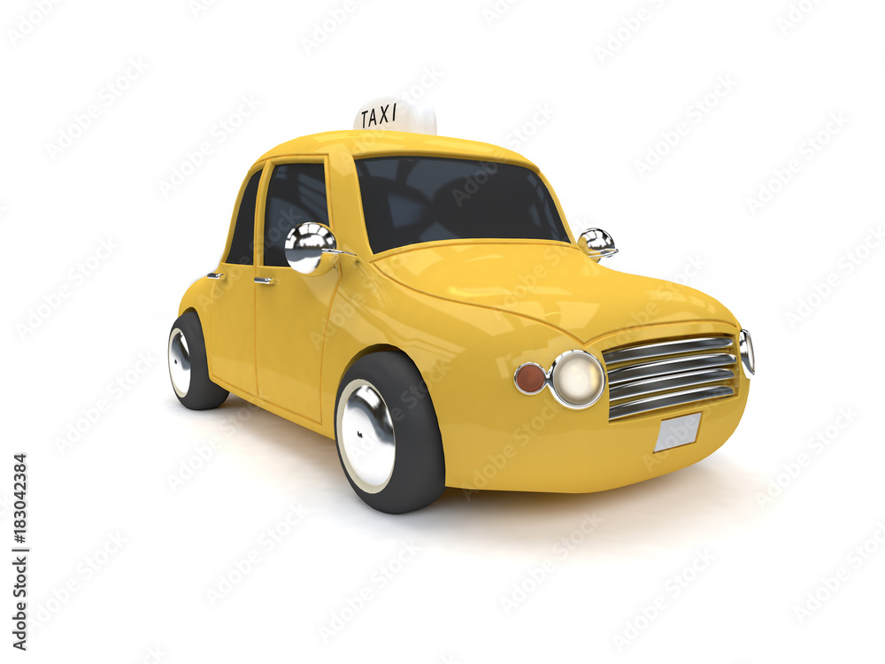 retro car-yellow taxi white background 3d rendering