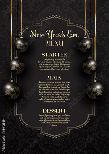 Fototapet Luxurious elegant New Year's Eve menu design