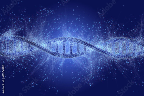 Biotechnology, conceptual illustration. DNA (deoxyribonucleic acid) molecule. photo