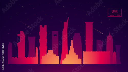 Doha skyline Qatar vector illustration flat design