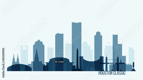 Houston skyline buildings vector illustration