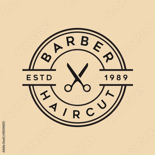 Barbershop vintage vector logo template illustration
