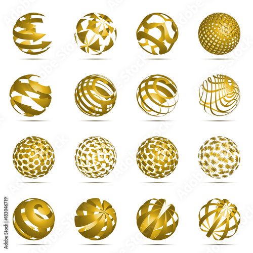 Abstract 3d sphere circle logos icon set for vector graphic design concept