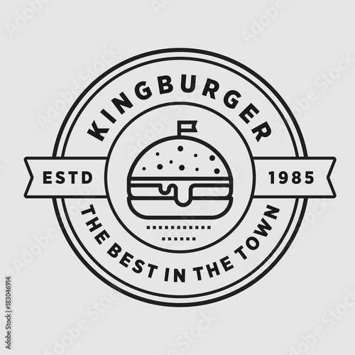 Vintage burger king shop vector logo illustration emblem
