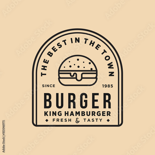 Vintage burger king shop vector logo illustration emblem