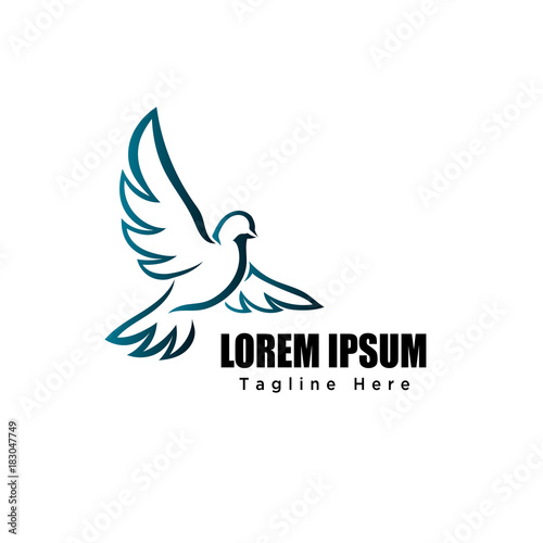 flying dove bird art logo