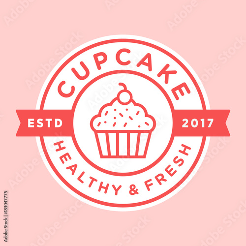 Cupcake vintage logo illustration vector template emblem