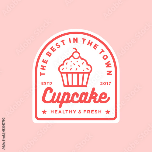 Cupcake vintage logo illustration vector template emblem