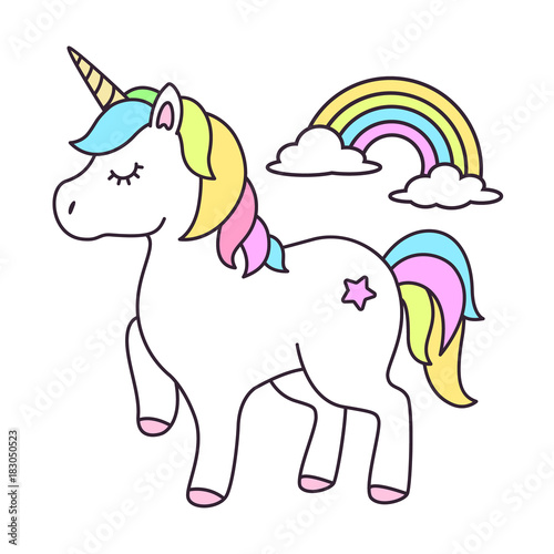Cute unicorn cartoon vector