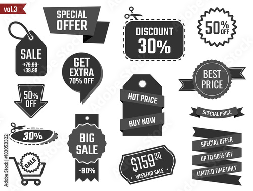 discount coupons set, sale banners, special offer labels