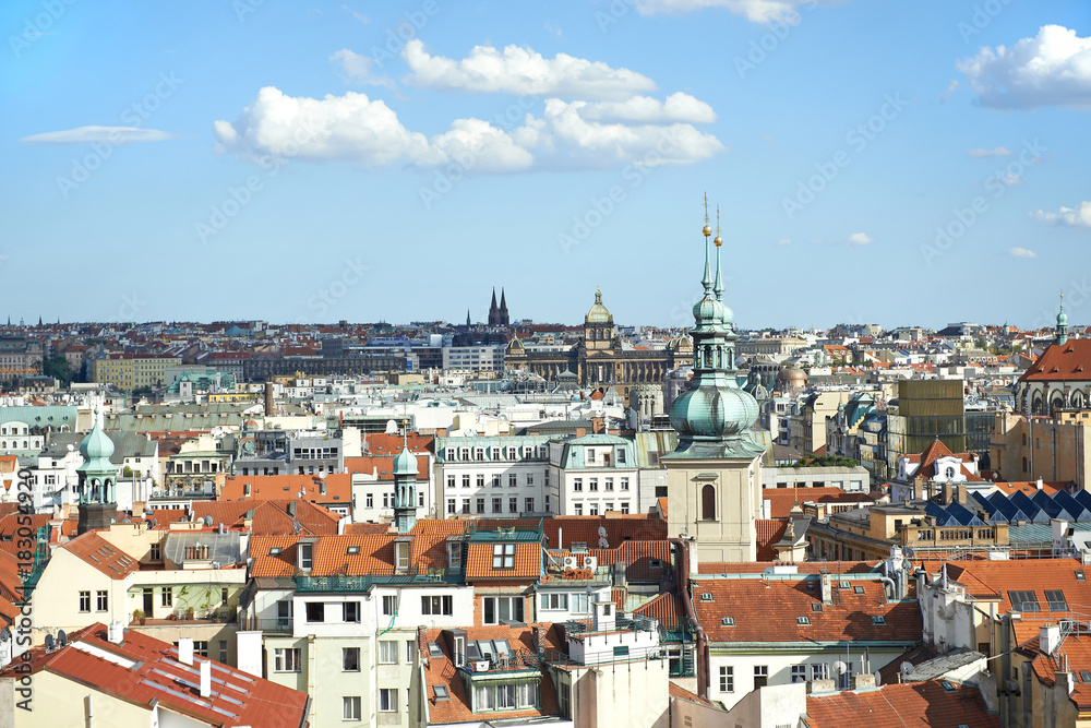 Aerial view of Prague city