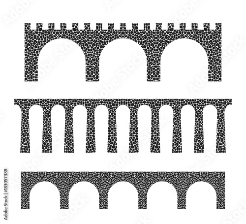 Stone bridge. Isolated bridge on white background