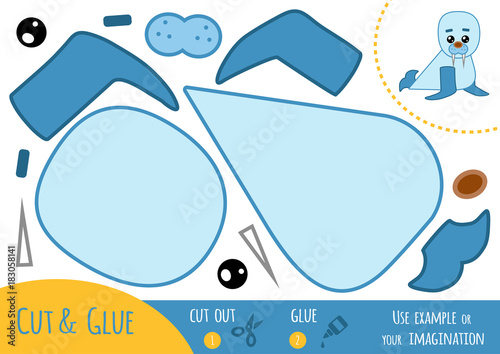 Education paper game for children, Walrus