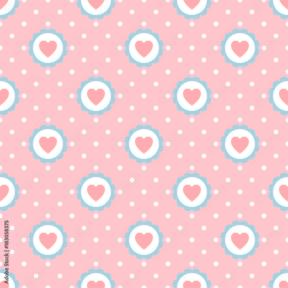 Hearts Seamless Pattern with dot Hearts Seamless Pattern with dot