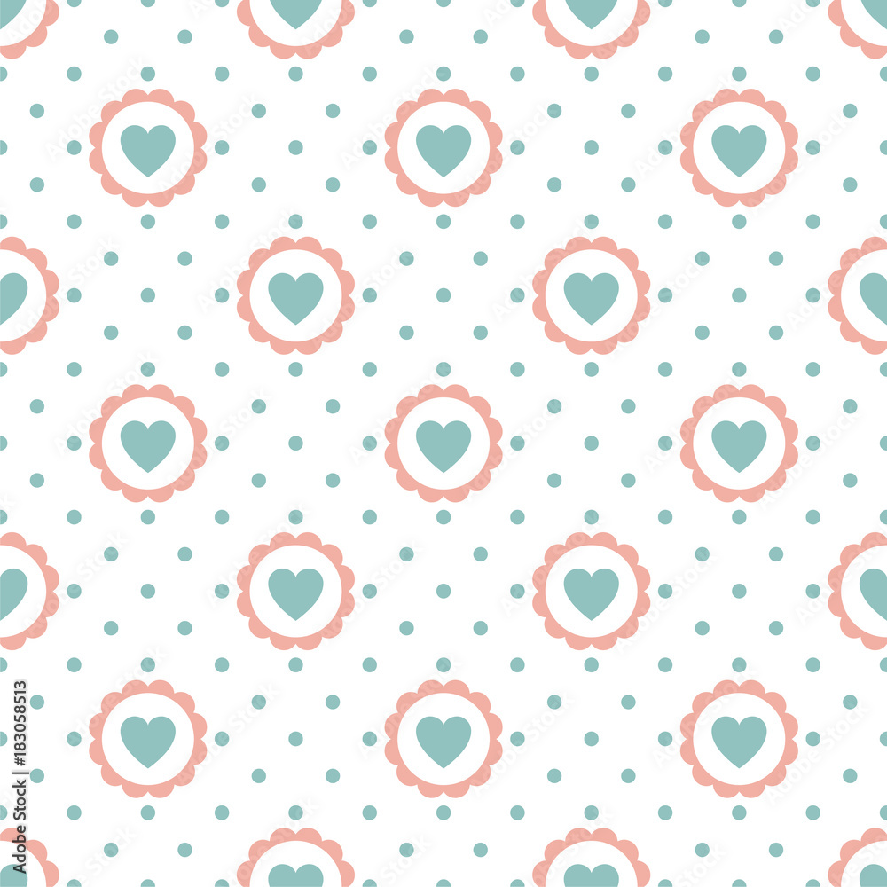 Hearts Seamless Pattern with dot Hearts Seamless Pattern with dot