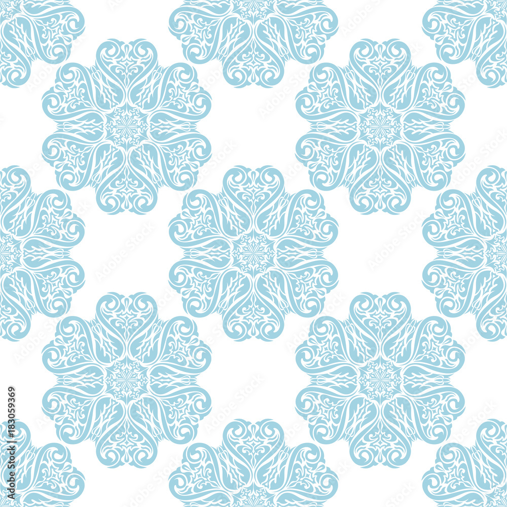Blue floral seamless pattern on white background Blue floral seamless pattern on white background