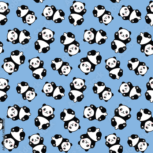 Fototapeta Naklejka Na Ścianę i Meble -  Seamless Cute Cartoon Panda Face Pattern