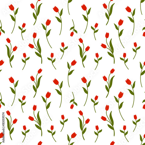 Floral Seamless Tulip Pattern Vector