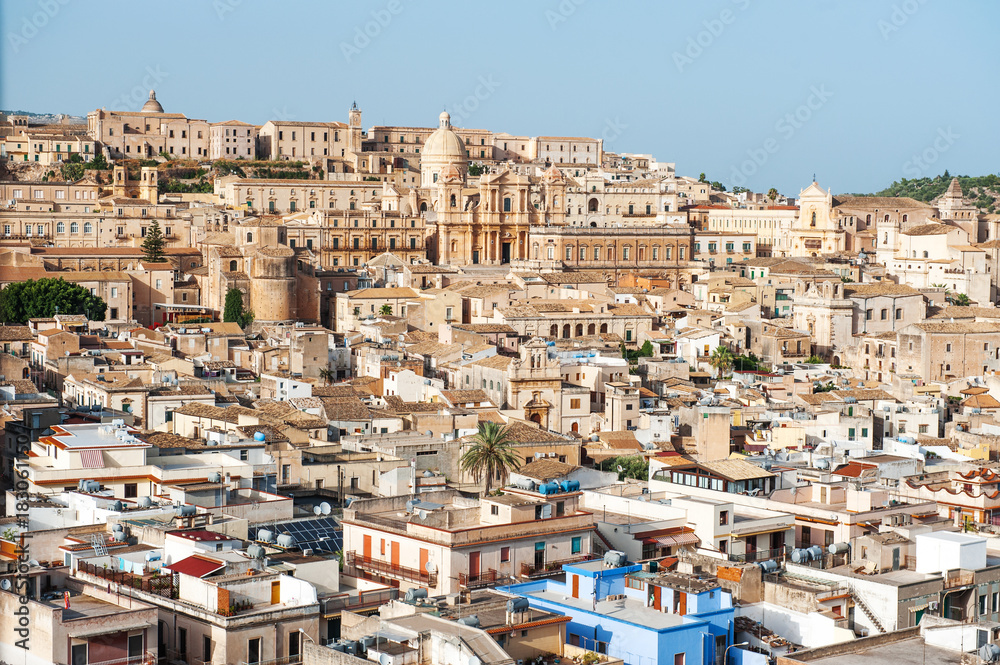 Noto baroque city panoramic view, Sicily, Italy