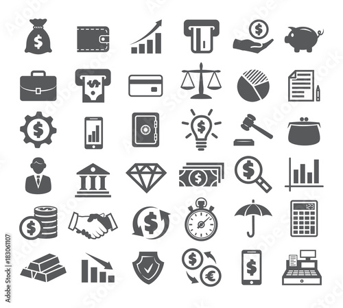 Finance Icons on white