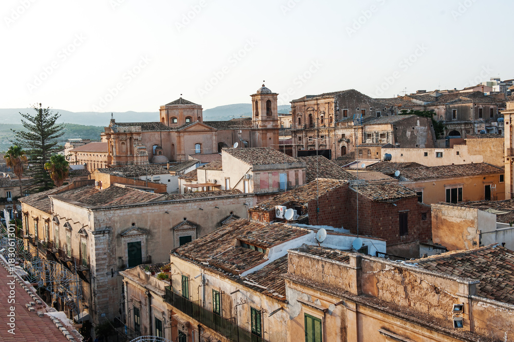 Noto, Sicily, Italy - old buildings panoramic view