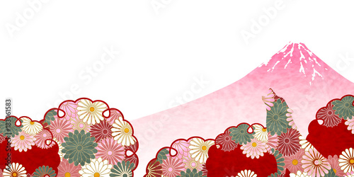 戌　年賀状　富士山　背景