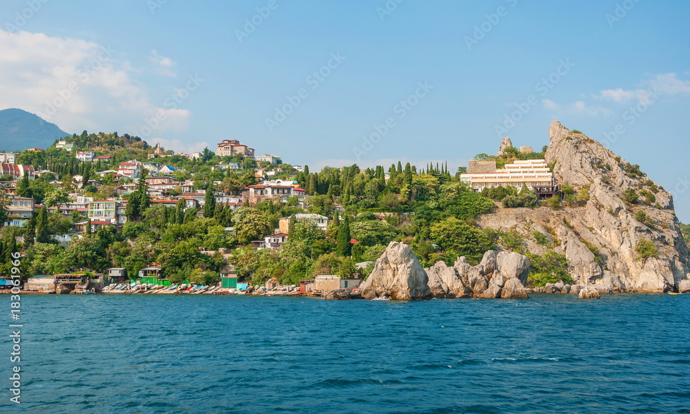 Crimea. View of the Black Sea and the city of Gurzuf