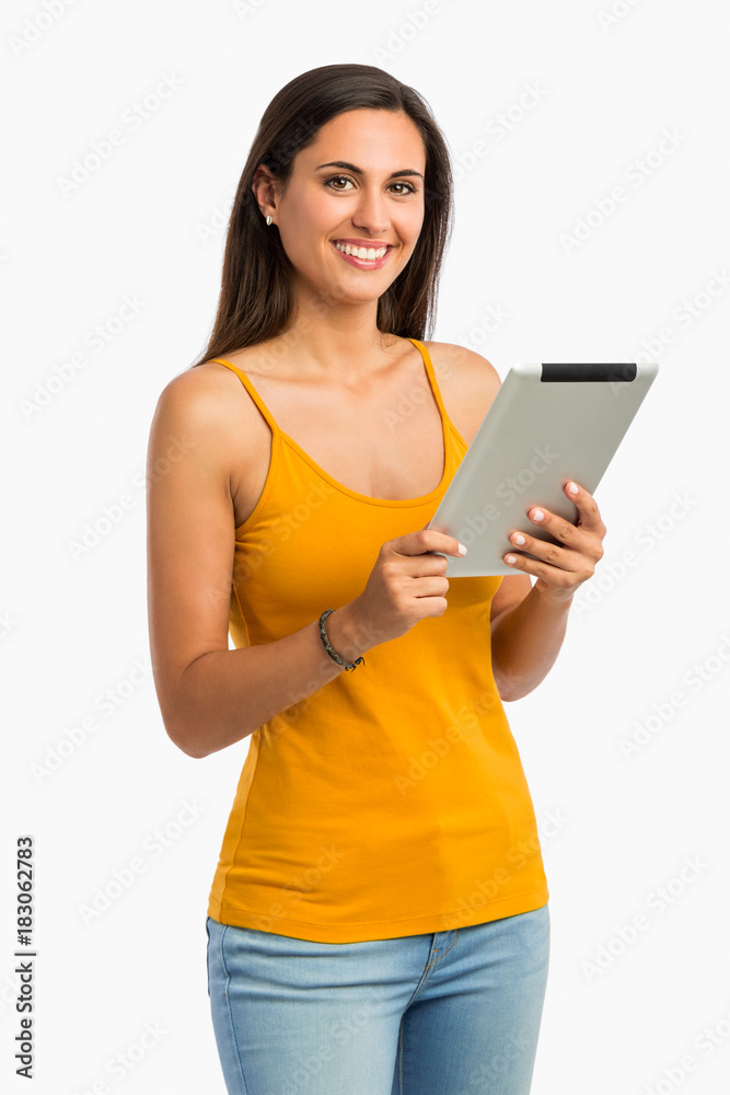 Happy woman with a tablet Happy woman with a tablet